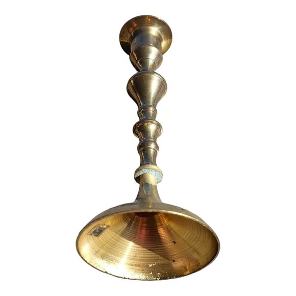 Vintage Brass Candlestick MCM - 7 Inches - Made In India - Picture 3 of 9